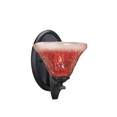 Toltec Lighting Zilo 1 - Light Sconce in  Matte Black with 7" Raspberry Crystal Shade