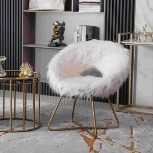 CAVINAS Faux Fur Accent Chair with Curved Back and Metal Sled Frame,Comfy Upholstered Living Room Chairs,Reading Chairs for Living Room - 1 of 4