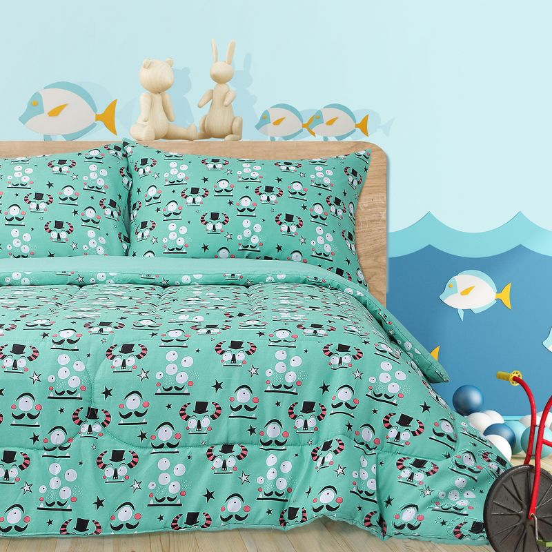 PiccoCasa All-season for Kids Small Black Alien Cartoon Pattern Comforter & Pillow Sham Set 3 Pcs, 1 of 9