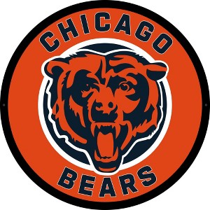 Evergreen Ultra-Thin Edgelight LED Wall Decor, Round, Chicago Bears- 23 x 23 Inches Made In USA - 1 of 4