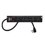 Monoprice Power & Surge - 6 Outlet Metal Surge Protector Power Strip - 15 Feet Cord - Black | 1150 Joules 15A / 125V / 1875W