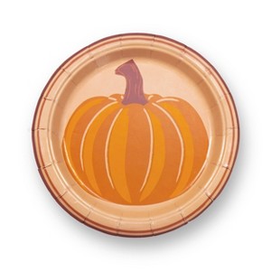 20ct Thanksgiving Paper Party Snack Plate Pumpkin - 1 of 3