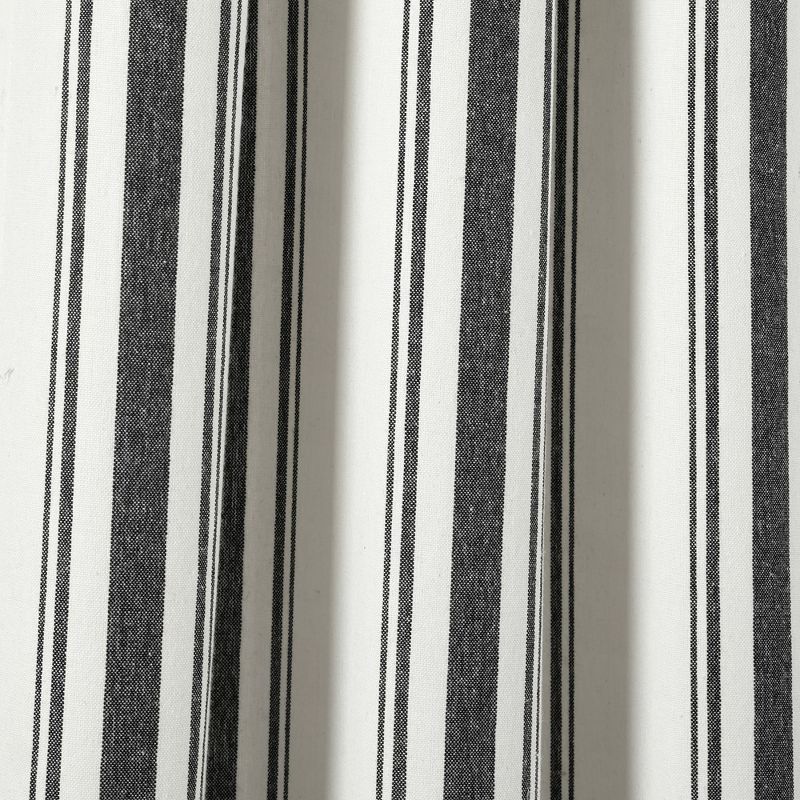 Farmhouse Stripe Yarn Dyed Eco-Friendly Recycled Cotton Window Curtain Panels Black 42X95 Set, 3 of 6