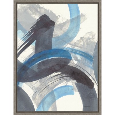 Amanti Art Blue Brushy Abstract II by Danhui Nai Canvas Wall Art Print Framed 18 x 24-in.