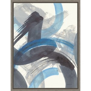 Amanti Art Blue Brushy Abstract II by Danhui Nai Canvas Wall Art Print Framed 18 x 24-in. - 1 of 4