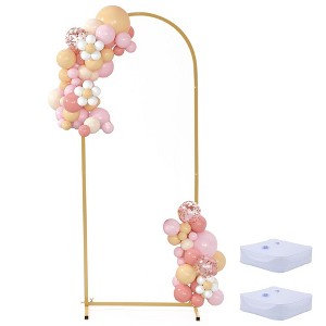 Gold Arch Backdrop Stand  Metal Wedding Arch Stand Gold Arched Frame for Ceremony Outdoor Indoor Decoration - 1 of 4