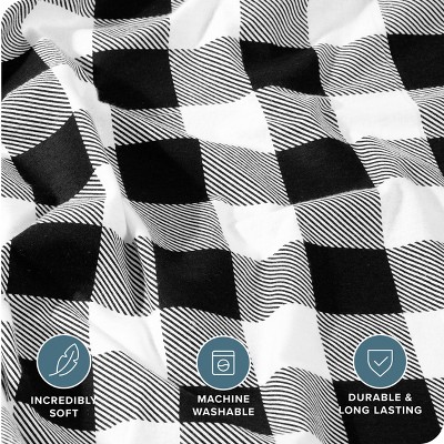 Buffalo Plaid White/Black Cotton Flannel Twin/Twin XL Duvet Cover Set