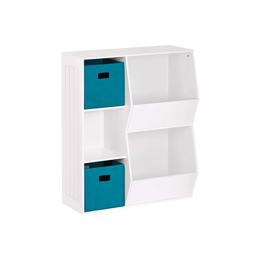Photos - Wardrobe 3pc Kids' Floor Cabinet Set with 2 Bins White/Turquoise - RiverRidge Home