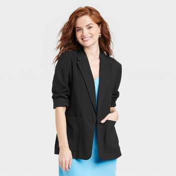 Allegra K Women\'s 1 Button Lapel Collar Business Office Crop Suit Velvet  Blazer Hot Pink Large : Target