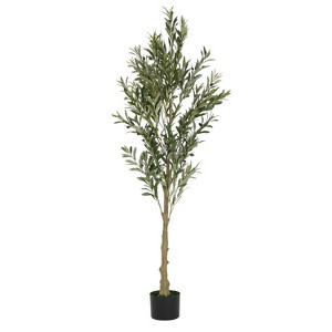 Gulches 6' Artificial Olive Tree - Pre-Potted Faux Olive Plant with Flexible Iron Frame, Easy Assembly Indoor Decor - 1 of 4