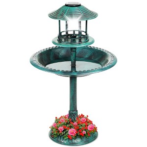 Best Choice Products Solar Outdoor Bird Bath Pedestal Fountain Garden Decoration w/ Fillable Planter Base - 1 of 4
