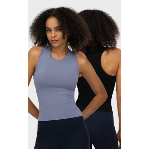 90 Degree by Reflex Womens Seamless Cami Crop Top - Round Neck Sleeveless  Workout Racerback Tank Top : : Clothing, Shoes & Accessories
