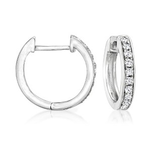 Ross-Simons 0.20 ct. t.w. Diamond Huggie Hoop Earrings in 14kt White Gold - 1 of 3