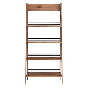 Alaterre Furniture 4-Tier Wood Ladder Bookshelf, Walnut - 1 of 4