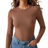 Sol Living Women's Bodysuit Seamless Casual Going Out Top Shirt Breathable Tops Tummy Control Shapewear Stretchy Basic Body Suits T Shirt Crew Neck - 3 of 4