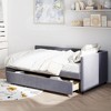 KTMBDW Upholstered Twin size L-Shaped Platform Bed Frame with Storage and 2 Drawers,Wooden Slats Support, No Box Spring Needed - 3 of 4
