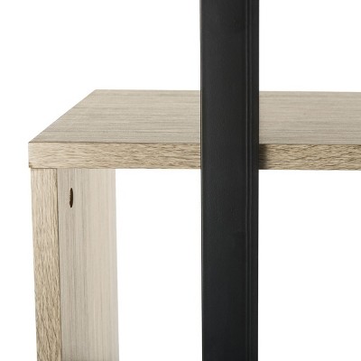 Adhara Transitional Oak and Black Iron Etagere, 32" W