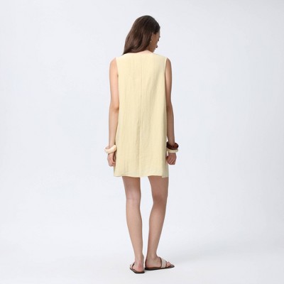 Женские платья A New Day Women's Button Mini A-Line Dress - A New Day™ Light Yellow M — фото 2