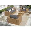 AMERLIFE Patio Sofa Set with Convertible Coffee Table - 8.3" Wide Armrests, UV-Resistant PE Rattan - 3 of 4
