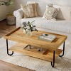 Tribesigns 47.24-Inch Solid Wood Coffee Table, 2-Tier Rectangular Center Table with Curved Metal Legs - 4 of 4