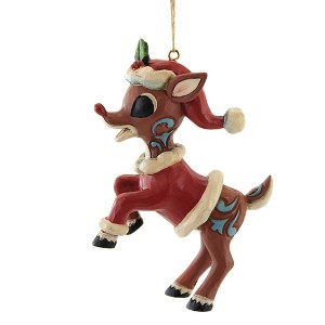 Jim Shore 4.0 Inch Rudolph In Santa Suit Ornament Red-Nosed Reindeer Tree Ornaments - 1 of 3