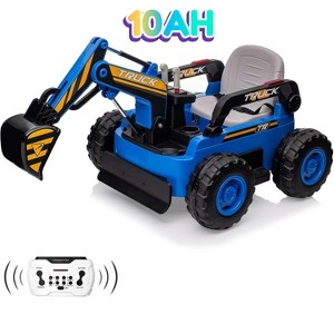 12V Kids Ride-On Excavator with Remote Control, Real Electric Digging Arm, 4WD Motors, Bluetooth Music,LED Lights,Construction Truck for Kids - 1 of 4