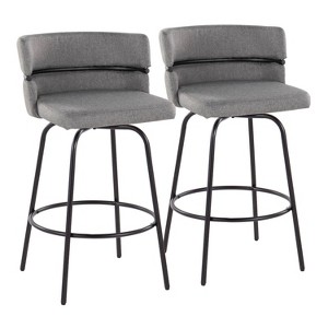 Set of 2 Cinch-Claire Counter Height Barstools: Swivel, Upholstered, Metal Frame - LumiSource - 1 of 4