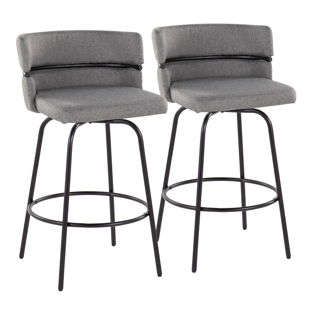 Photos - Storage Combination Set of 2 Cinch-Claire Counter Height Barstools Black/Light Gray - LumiSour