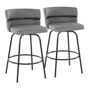 Set of 2 Cinch-Claire Counter Height Barstools Black/Light Gray - LumiSource