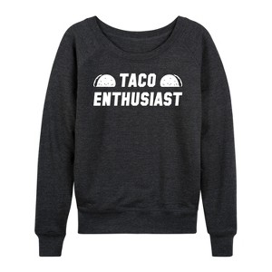 Women's - Instant Message - Taco Enthusiast Lightweight French Terry Wide Neck Long Sleeve Shirt - 1 of 4