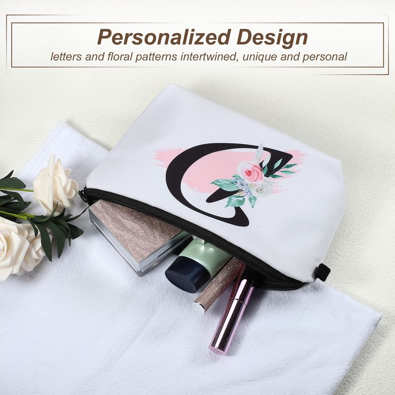 Unique Bargains Large Capacity Zipper Personalized Small Makeup Bag White, 3 of 7