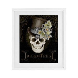 Stupell Industries Trick Or Treat Skeleton Skull Framed Print Under Glass - 1 of 4