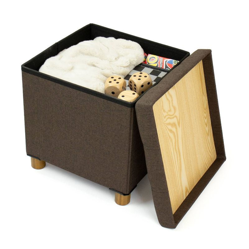 Foldable Storage Ottoman with Reversible Tray Cover Taupe - Humble Crew, 5 of 9