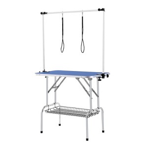 VEVOR Pet Grooming Table Two Arms with Clamp, 36''x24'' Dog Grooming Station, Foldable Pets Grooming Stand,with Grooming Loop, Bearing 330lbs,Blue - 1 of 4