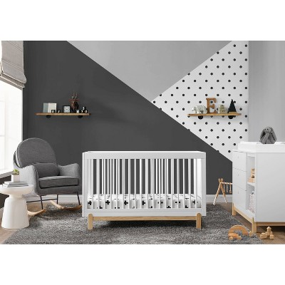 Bianca White and Natural Wood 4-in-1 Convertible Crib