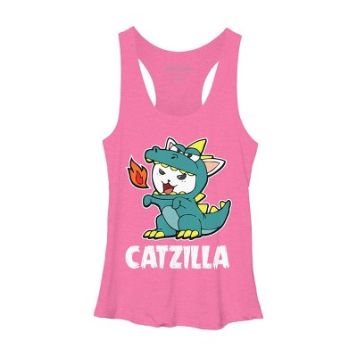 Women's Design By Humans Catzilla Halloween Costume Dragon Monster Kitten Cats Lover By lenxeemyeu Racerback Tank Top