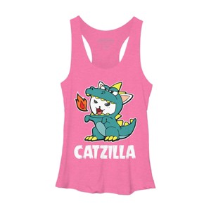 Women's Design By Humans Catzilla Halloween Costume Dragon Monster Kitten Cats Lover By lenxeemyeu Racerback Tank Top - 1 of 3