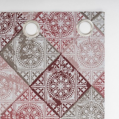 Rosewine Global Medallion Print Room-Darkening Polyester Curtain Panel