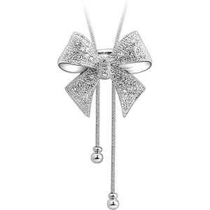 Adjustable Bow Tie Pendant Necklace, Fashion Ribbon Jewelry with Movable Charm - 1 of 4