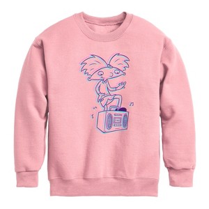 Boys' - Hey Arnold! - 3D Arnold Graphic Long Sleeve Fleece Sweatshirt - 1 of 4