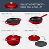 Best Choice Products 6-Piece Enameled Cast Iron Cookware Set, 6QT Dutch Oven W/ Lid, 2QT Skillet W/ Lid, Grill Pan, Grill Press - Red - 2 of 4
