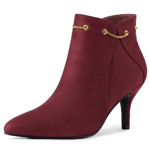 Allegra K Women's Pointed Toe Side Zip Stiletto Heel Ankle Booties - 1 of 4