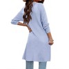 Girl's Long Cardigans Lightweight Sweater Knit Cardigan Open FrontLong Sleeve Shacket for Fall Longline Cardigan with Side Pockets,Blue - L - 2 of 4