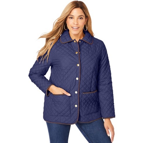 Jessica London Women's Plus Size Snap-Front Quilted Coat - image 1 of 4