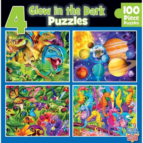 Masterpieces Inc Glow In The Dark 4 Pack Blue 100 Piece Jigsaw Puzzles Target