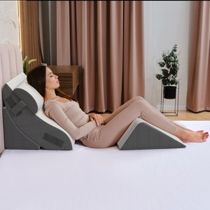 Kӧlbs Bed Wedge Pillow Chic Jacquard Cover Wedge Pillow for Sleeping and Acid Reflux, Heartburn (4 Piece Wedge Set) - 1 of 4