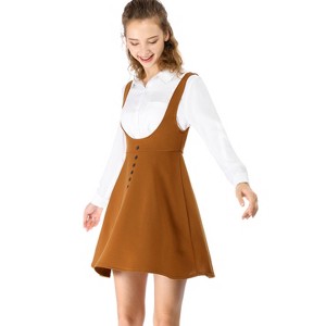 INSPIRE CHIC Women's Button Overalls Pinafore Suspenders Skirt - 1 of 4
