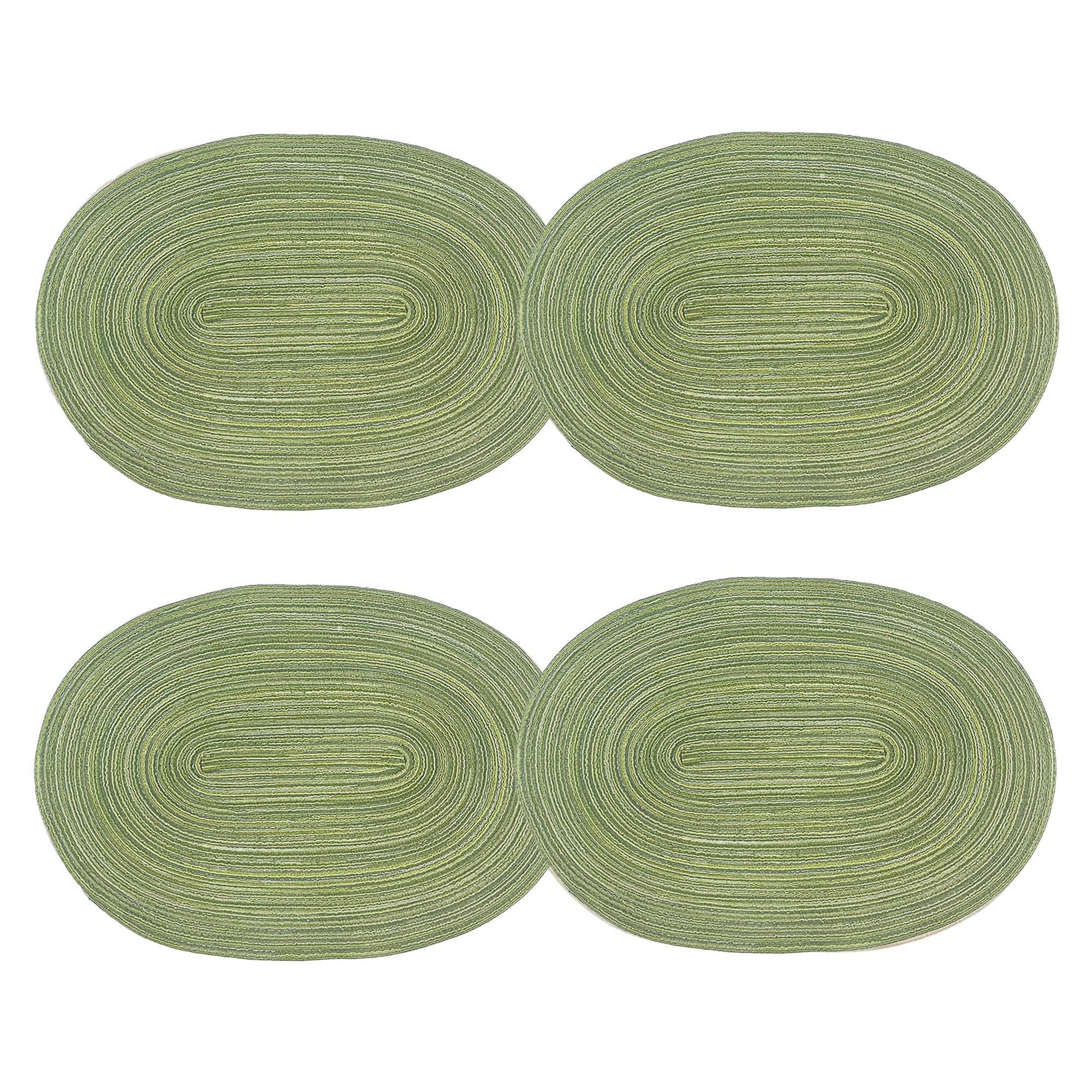 Alilang 4 Piece Oval Braided Placemats Woven Heat Resistant Dining Table Mats Washable Kitchen Place Mats, Sage Green