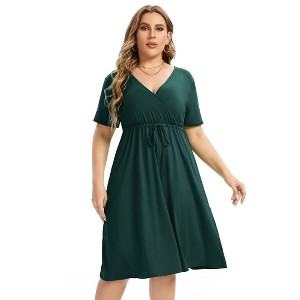 Women's Plus Size Dress Knee Length Wrap Min DressWomenyellow-cs X-Large - 1 of 1