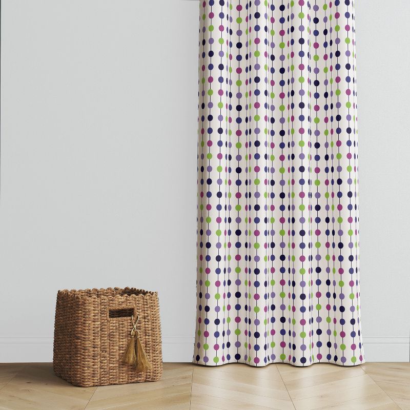 Bacati - Botanical Purple Dots Cotton Printed Single Window Curtain Panel, 2 of 5